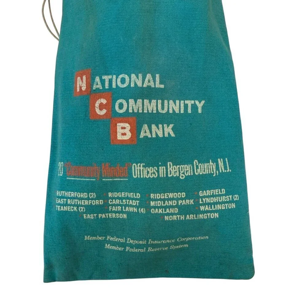 Vintage Bank Deposit Bag National Community New Jersey Bergen A. Rifkin Co.